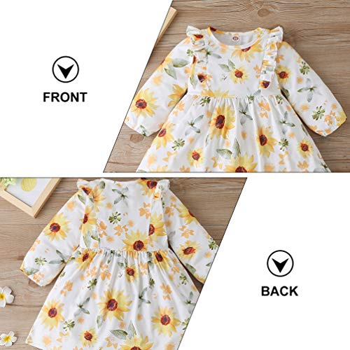 KESYOO Vestido de Girassol Feminino Vestido Floral de Manga Comprida Vestido de BebÃª Feminino Flor