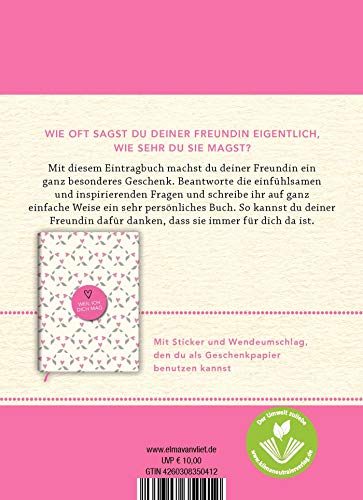 Für meine wunderbare Freundin: Schön, dass es dich gibt! | Persönliches Geschenk für die beste Freundin zum Geburtstag oder einfach so