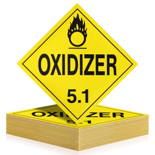 Image of 25 Pcs 5.1 Oxidizer Placard Stickers, 10.75 inch x 10.75 inch Removable Self-Adhesive Vinyl Hazard Compliant Labels for Short-Term Applications
