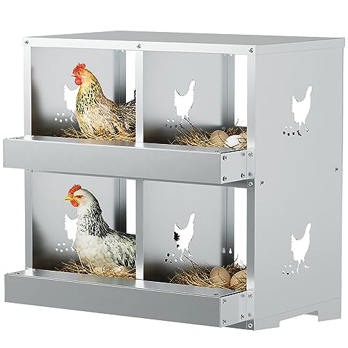 Ponedero para Gallinas 4 Huecos, Robusto Nido para Pollos, Diseño Amplio, Estructura Reforzada, Nido de Pollo Fácil Montaje sin Herramientas