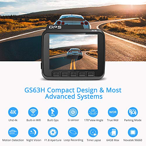 Product Image 5: AZDOME UHD 4K Dash Cam 2160P, GPS WiFi Dashboard Car Camera DVR Recorder with G Sensor, WDR,170° Wide Angle, Night Vision, Loop Recording, Parking Monitor, Support 128GB Max