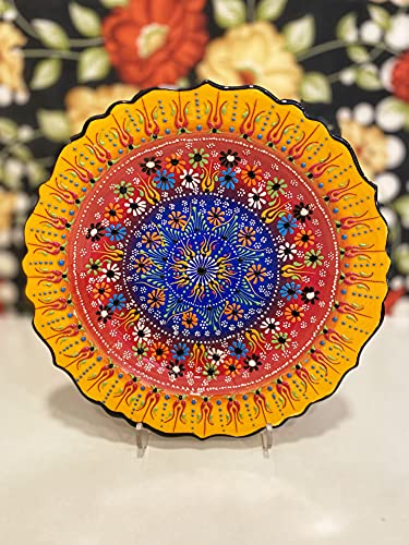 IstanbulArtWorkshop 12'' Handmade Decorative Ceramic Plate For Wall Decor,Turkish Ceramic Plate,Decorative Wall Hanging Plate,Ceramic Wall Plate,Wall Art