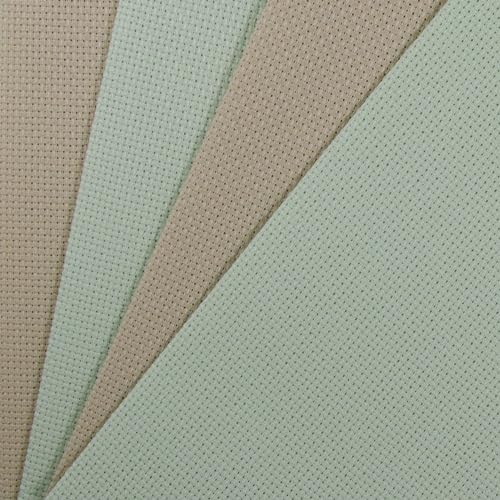 Image of KCS 4 pc of 12 inch x 18 inch(30cmx45cm) 14CT Counted Cotton Aida Cloth Cross Stitch Fabric (Light Green+Yellow Beige it)