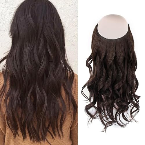 Sassina Invisible Wire Hair Extensions Real Human Hair with Transparent Wire Adjustable Size Secure...