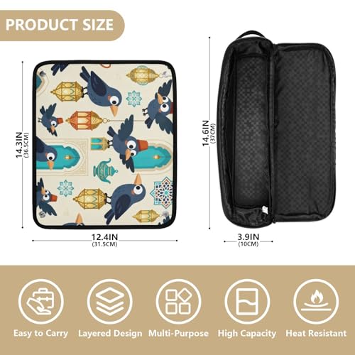Funda para Laptop con Tapete de Hierro 13 y 14 Pulgadas con Diseño de Pájaro y Linterna, Portátil, Impermeable, Abierta y Plana para Viajes miniatura 4