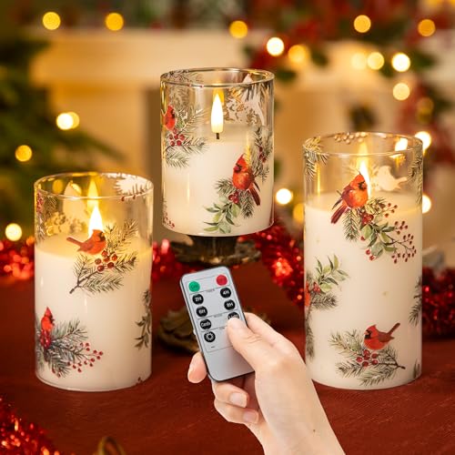 Bougies de Noël sans flamme à piles LUSHARBOR en verre LED vacillantes pour fêtes