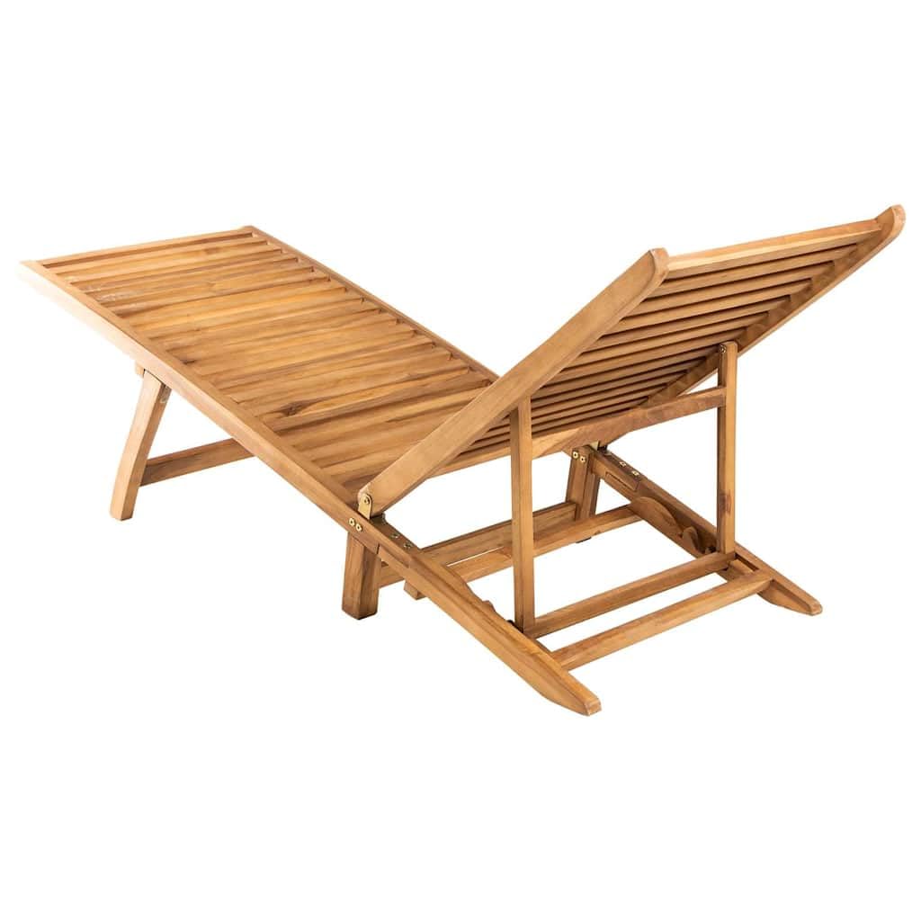 Tumbona de madera maciza de teca, tumbona de jardín ajustable plegable, tumbona ergonómica de madera para jardín, terraza y piscina, tumbona de relax estable sin soporte, 161 x 55 cm