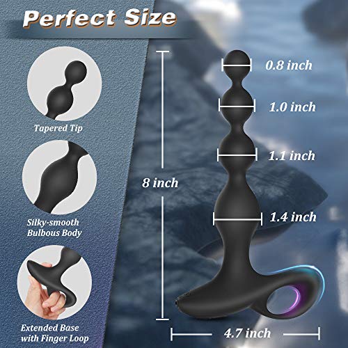 Vibrating Anal Beads Butt Plug, Rechargeable Silicone Anal Vibrator With 10 Vibration Modes Graduated Design Waterproof Prostate Stimulator Sex Toys For Men, Women And Couples #TOP3