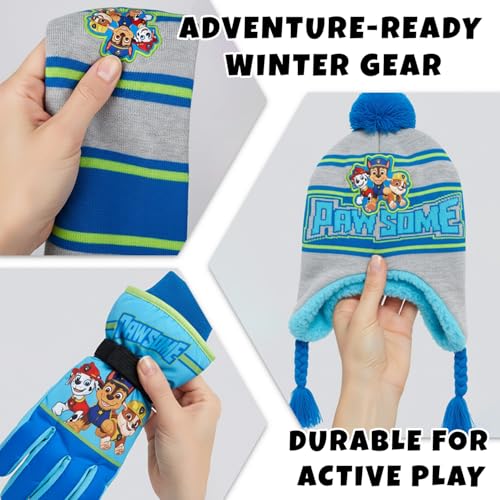 Image of Nickelodeon Boys' Paw Patrol Winter Hat Set - 3 Piece Beanie, Gloves or Mittens, and Scarf (2-7)