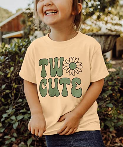 2nd Birthday Girl Shirt Funny Two Cute Letter Printed T Shirt 2 Year Old Second Sunflower Graphic Outfits Birthday Gift3