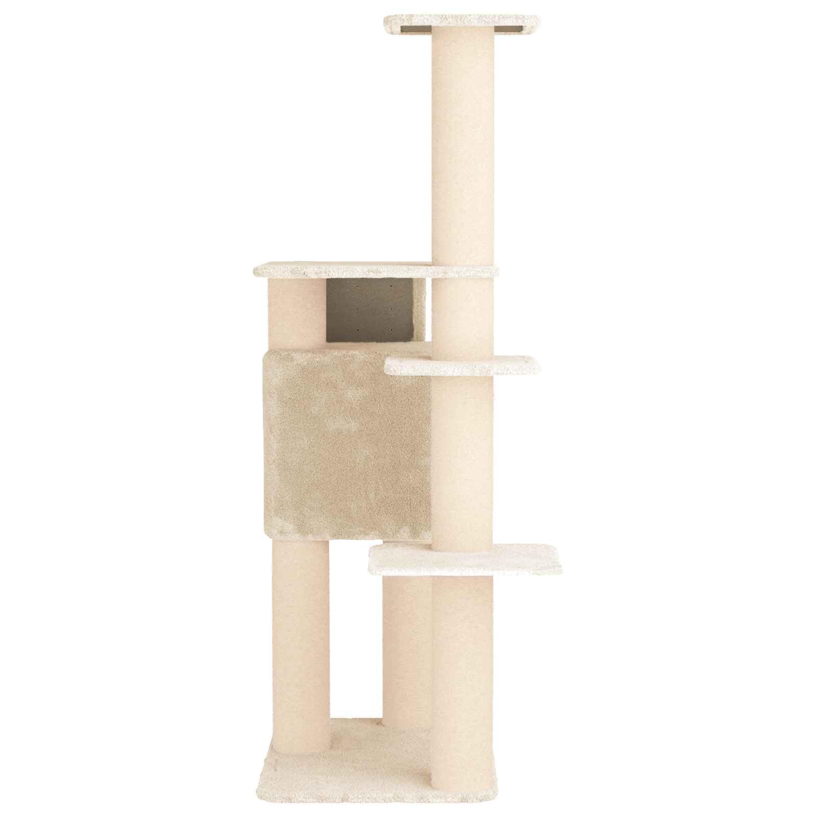 Árbol para gatos con columnas rascadoras de sisal, color crema, 183 cm de altura, muebles rascadores de varios pisos con cueva para gatos y superficies de descanso, árbol de escalada estable