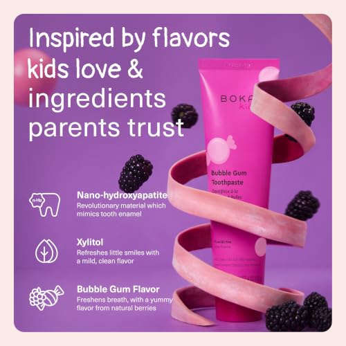 Image of Boka Kids Toothpaste - Fluoride Free Nano Hydroxyapatite Toothpaste | Kids Oral Care - Bubble Gum - 4 Oz, 1PK