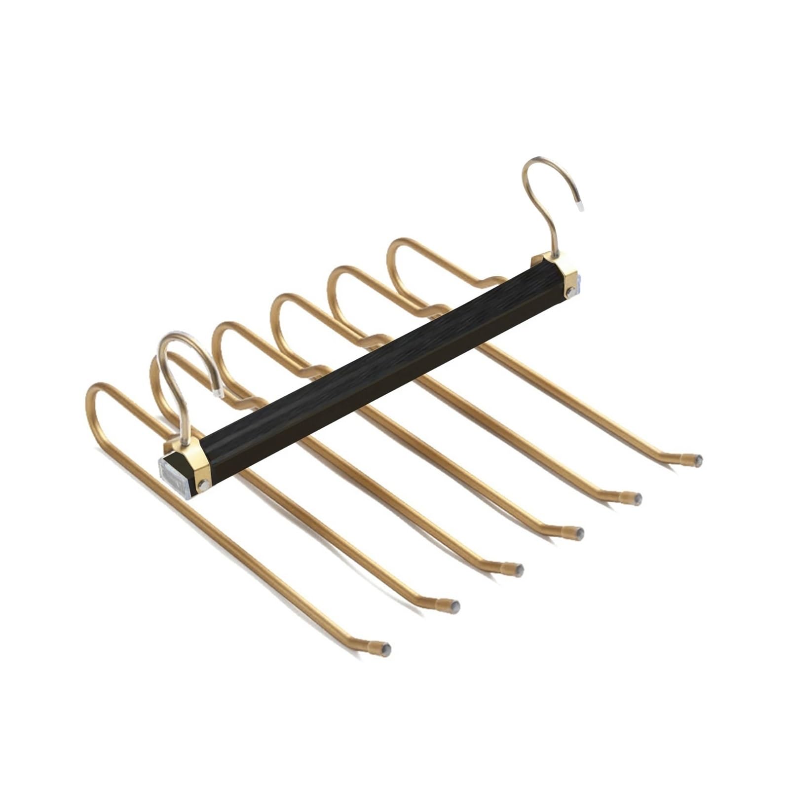 AXYLQJVZNC 6-in-1 Multi-Layer Aluminum Pants Hanger, 360° Rotatable Hook Storage Rack for Home Travel(Black 1PCS)