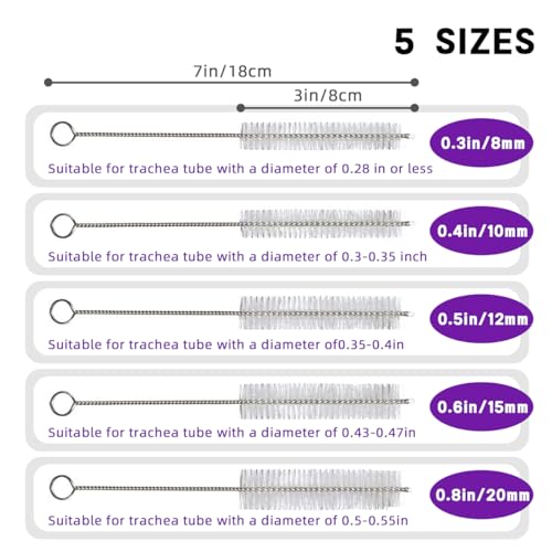 tracheostomy cleaning brushes 10pcs bendable trach tube brush nylon bristle pipe tube cleaning brush for tracheostomy supplies 05in