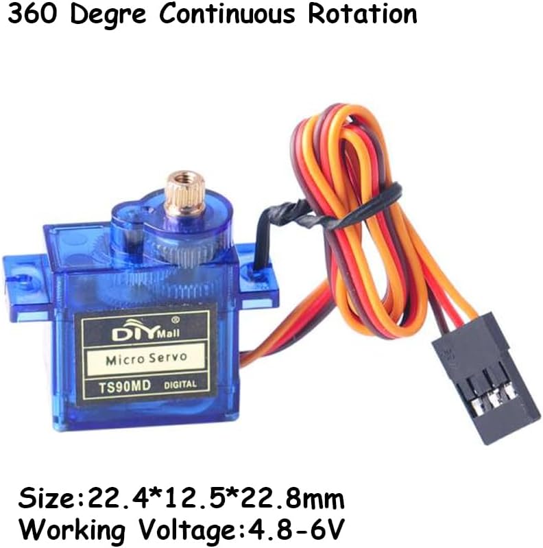 TS90MD 9g Micro Digital Servo Full Metal Gear 360 Degree Continuous Rotation for RC Drones Robotic Arm Smart Car Need PWM 500~2500usec(Pack of 4pcs)