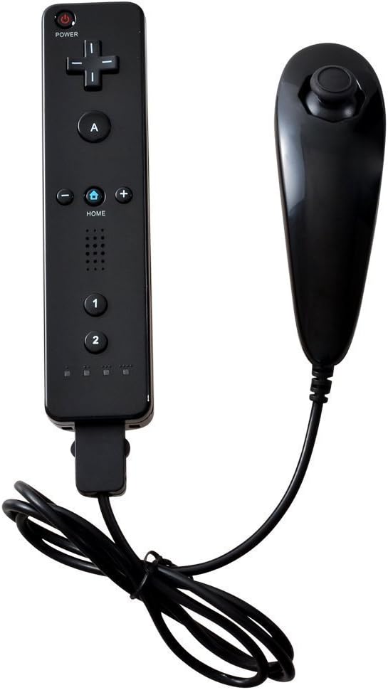 Controller for Wii, Built in Motion Plus Remote for Wii/Wii U with Silicon Case and Security Strap (Black Set)
