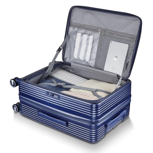 Luggage Sets 3 Piece(20/24/28), Expandable Carry On Luggage with TSA Lock Airline Approved, 100% PC Hard Shell and Lightweight Suitcase with Front Pocket and Spinner Wheels Navy Blue3
