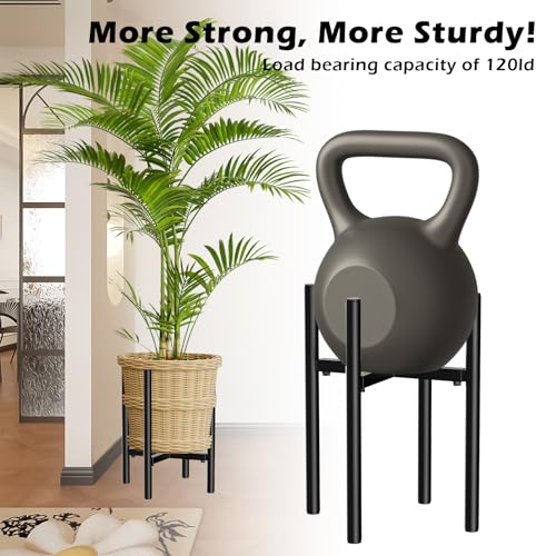 NVIYAM Blumenständer Verstellbarer, Pflanzenständer Metall Schwarz, Blumenhocker Pflanzenregal, Blumentopfhalter für Innen und Außenbereich, Blumentopfständer für 20-35 cm Töpfe, Pflanzenhocker