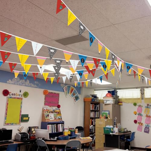 Image of VitalCozy 5 Pcs Back to School Decorations Crayon Kindergarten Banner 2026 Preschool Decorations 49 ft Rainbow Teacher Pennant Flag Classroom Hanging Triangle Flags Classroom Decoration Kit