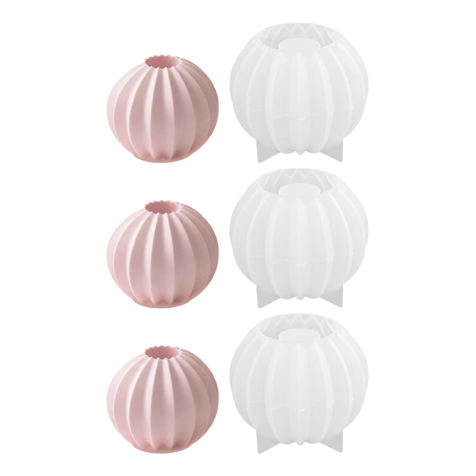 LUCKGONI Striped Sphere Silicone Multipurpose Silicone Candlestick Mould Easy Demolding For Making Candle Soap Resin Art