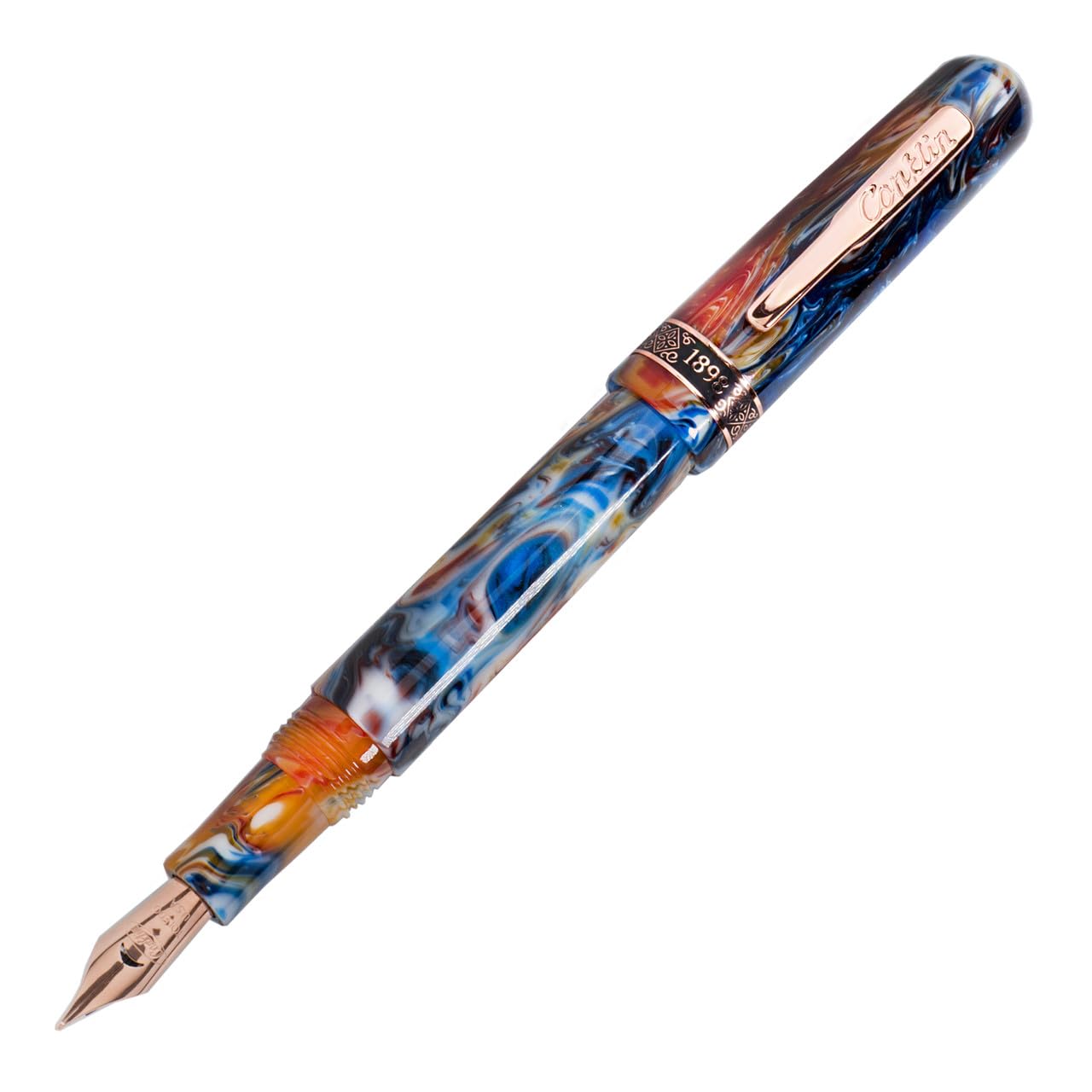 Conklin 1898 Fountain Pen, Misto Orange - 14KT Gold Flex Nib | Unique Resin Pen with 14KT Gold Nib | JoWo Stainless Steel Nib Made in Germany | Ideal Gift for Professionals