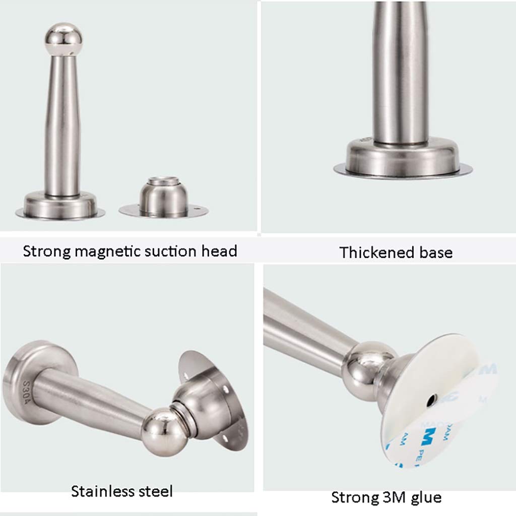 ZSH Stoper do drzwi/magnetyczny stoper do drzwi / stal szlachetna masywny ekstra gruby odlew Heavy Duty regulowany Powerful podłoga lub montaż na ścianie zamontowany 12/14,5/16,5/19,5 cm (rozmiar: 19,5 cm)