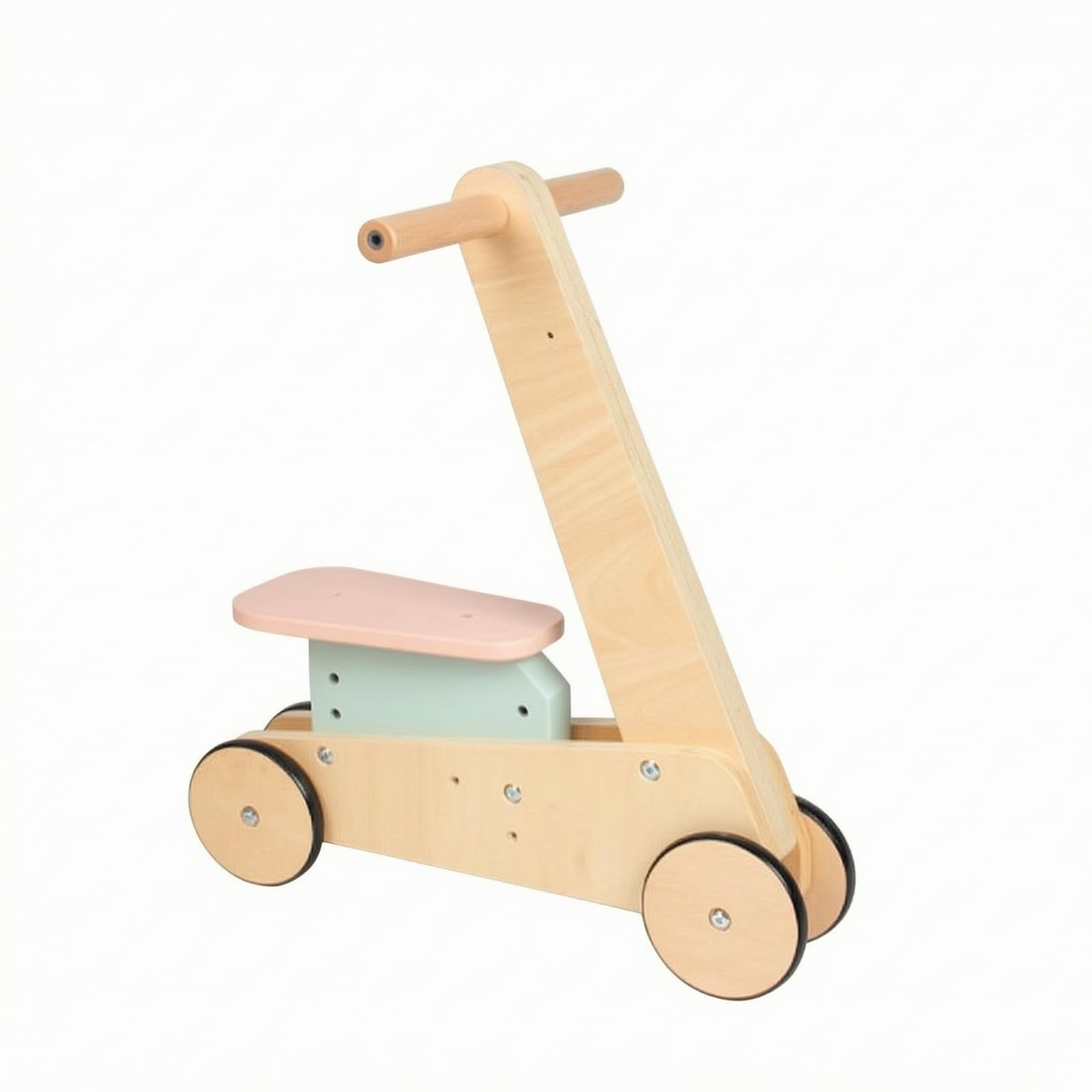 harayaa Deambulatore 2 in 1 in Legno Autonte Carrello Spesa Giocattolo Legno senza Schermo Giocattolo a Spinta con 4 Ruote per Playroom