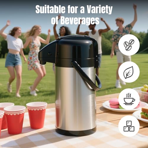 Image of Upgraded Airpot Coffee Carafe with Double Pump - 84oz /2.5L Coffee Carafe for Keeping Hot, Beverage Dispenser for Hot /Cold Beverage (1, Stainless Steel Color)