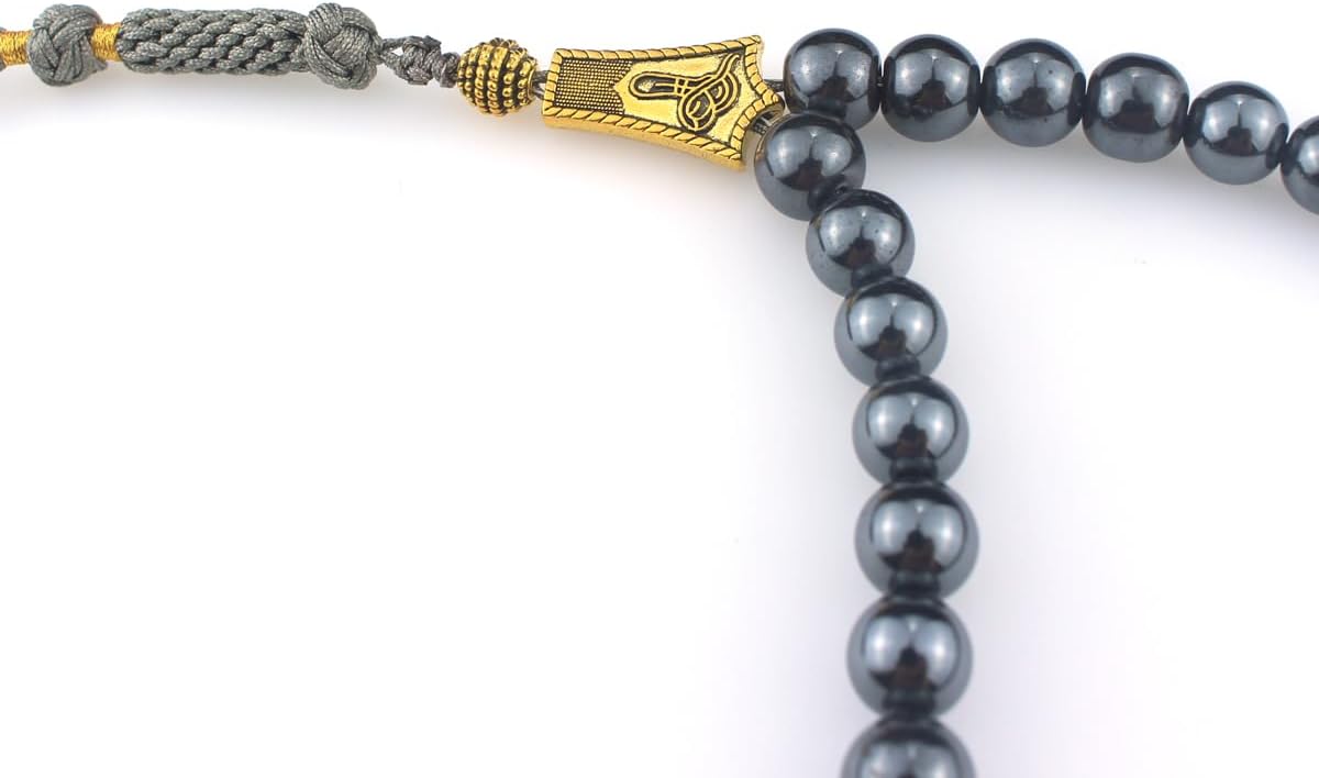 Muslims Islamic Dhikr Tasbeeh 33 Tasbih Prayer Beads, Hematite Beads with Tassel - Image 5