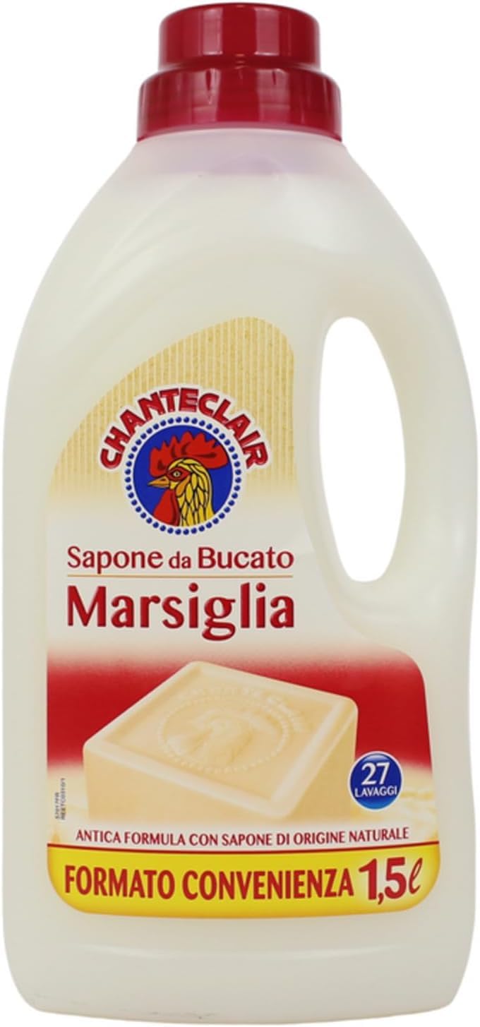 6x Chanteclair Sapone da Bucato Marsiglia - Marseille-Waschseife - Ideal für die schonende Reinigung von Stoffen 27 Wäschen - 1500ml + Beni Culinari Kostenloser Schlüsselanhänger