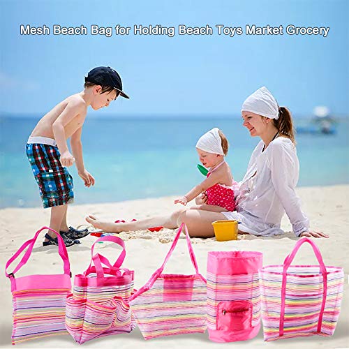 Cucudy Malha Bolsa de praia Sacolas de praia extra grandes e sacola Mochila Brinquedos Toalhas Sand