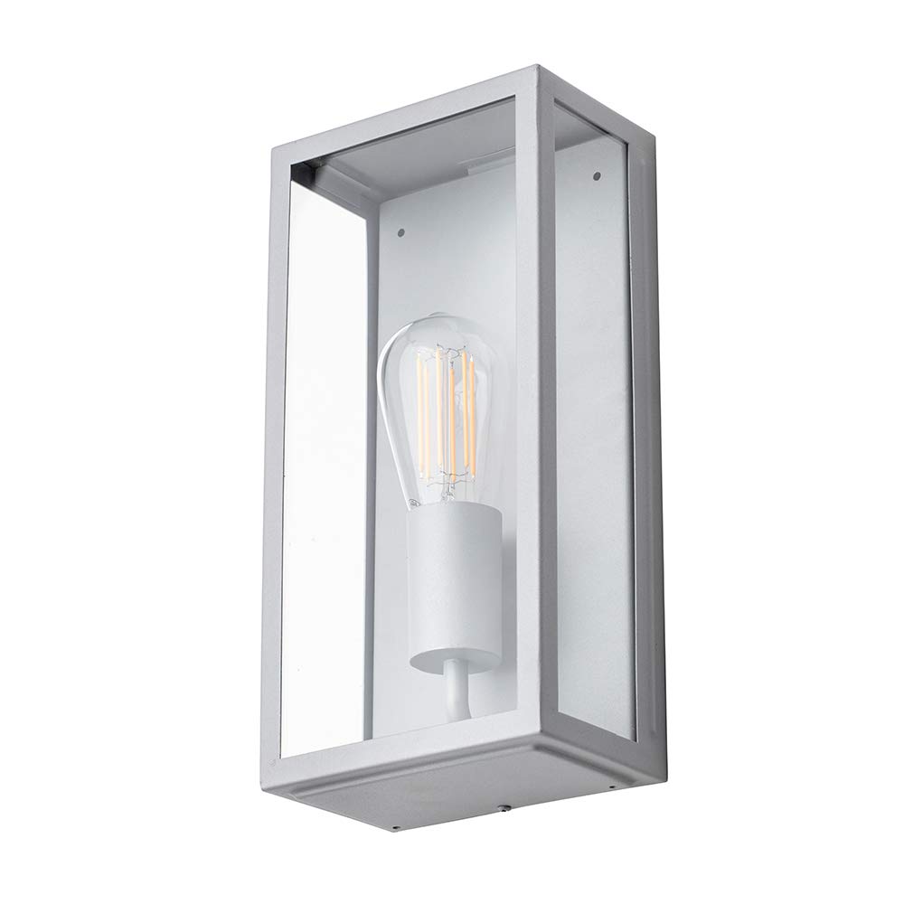 Litecraft Silver Mersey Wall Light Outdoor Ip44 Rated Garden Box Lantern