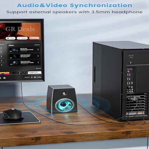Image of VGA to HDMI Adapter Converter with Audio,(PC VGA Source Output to TV /Monitor with HDMI Connector), Active Male in Female 1080p Video Dongle adaptador for Computer, Laptop, Projector.