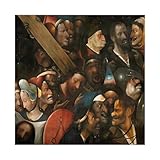 ANFOTCM Hieronymus Bosch, Cristo llevando la cruz, arte famoso póster decorativo para pared, bar, restaurante, garaje, cafetería, letrero de regalo, 40 x 40 cm
