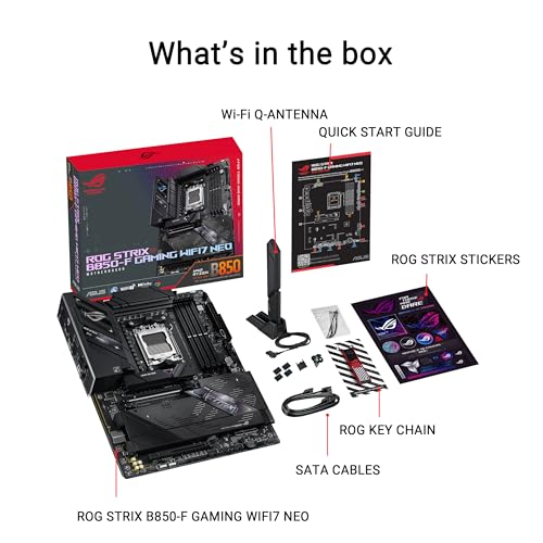 Image of ASUS ROG Strix B850-F GAMING WIFI7 NEO, AMD ATX motherboard, 16+2+2 power stages, DDR5 slots, four M.2 slots, PCIe? 5.0, three USB 2.0 headers, USB 20Gbps Type-C?, WiFi 7, Realtek 5G and Aura Sync RGB