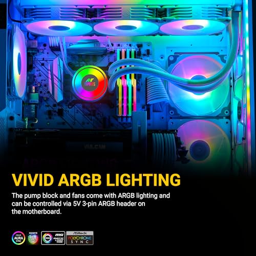 Ant Esports ICE-360 360mm Addressable RGB 2600 RPM AIO I CPU Liquid Cooler - White I Support Intel - LGA115X/1200/1700/1366/2011/2066 & AMD -... - Image 5