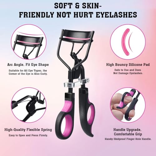 Image of MAYCREATE Eyelash Curler Kit with 10 Silicone Refill Pads, Eyebrow Brush