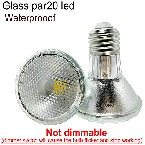 Full Glass PAR20 LED Bulb Flood Light,8W Warm White Light(50W-75W PAR20 Halogen Bulb Equivalent)Soft White 2700K-3000K, 120V, E26 Base,Indoor Outdoor LED Spotlight,Waterproof IP65 (8 Pack) - Image 3
