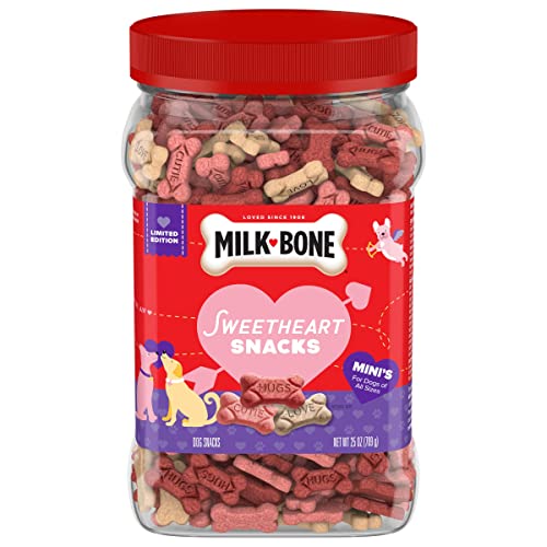 Milk-Bone Sweetheart Snacks Mini’s Dog Treats, 25 oz. Canister (Pack of 6)