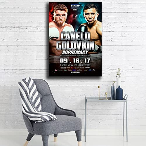 Hyynn Canelo Alvarez Vs Ggg 1 Fight Boxing Poster Decorative Painting Canvas Wall Art Living Room Posters Bedroom Painting 16X24Inch(40X60Cm) #TOP4