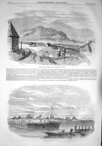 Original old antique victorian print 1857 URALI