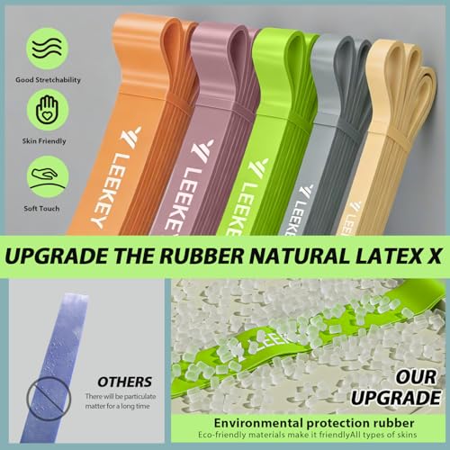 Image of LEEKEY Pull Up Assistance Bands,5-125LB Resistance Bands with Grip、Door Anchor、Gym Bag - Exercise Bands for Full-Body Training, Fitness, Physical Therapy -USA Original Patent
