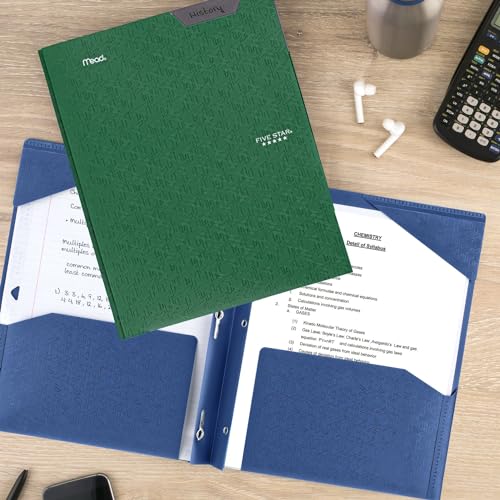 Image of Five Star 2-Pocket Folder,Plastic Folder with Stay-Put Tabs and Prong Fasteners,Holds 8-1 /2 inch x 11 inch Paper,Black,Fire Red,Forest Green,Pacific Blue (38048),(Pack of 24)
