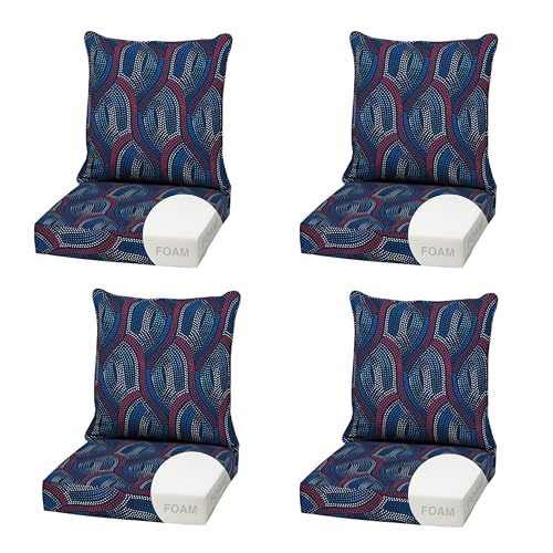 Image of Arden Outdoor Deep Seat Cushion Set, Foam, 22x24, Sapphire Liberty Mosaic | 4-Pack, Sofa, Couch, Conversation Set, Premium High-Density Foam, Never Flattens, Mold and Mildew Resistant