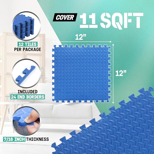 Image of Yes4All EVA Interlocking Mats, Puzzle Floor Tiles, Foam Floor Padding with Border for Furniture, Home Space, Living Room, Garage 11,15,32,99 SQFT
