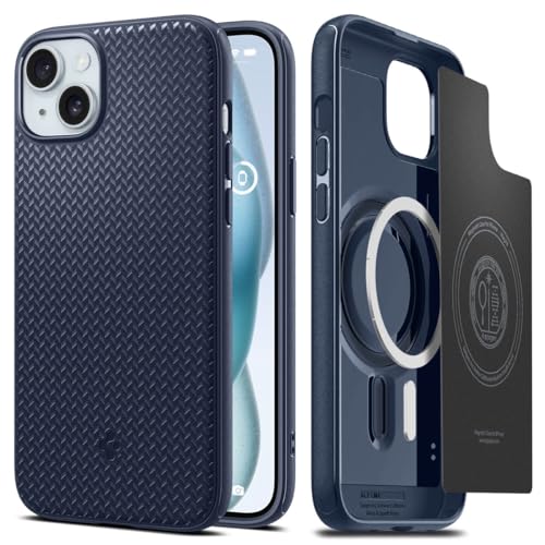 Spigen Mag Armor MagFit Designed for iPhone 15 Case (2023) [Military-Grade Protection] Compatible with MagSafe - Navy Blue