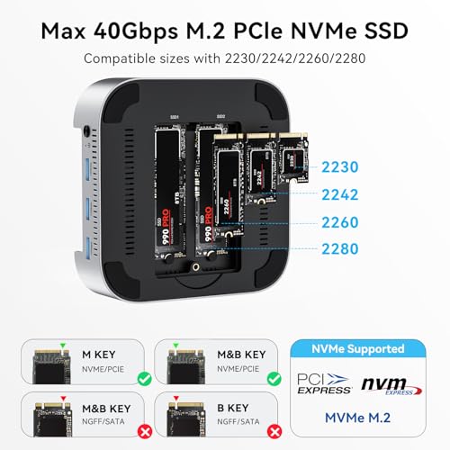Image of ACASIS 14-in-1 Dock with 40Gbps Dual SSD Enclosure for M4 /M4PRO Mac mini, 3x3.2 USBA 10Gbps, 2xDP 4k@60Hz, SD /TF4.0, PD30W, Software RAID | Up to 16TB
