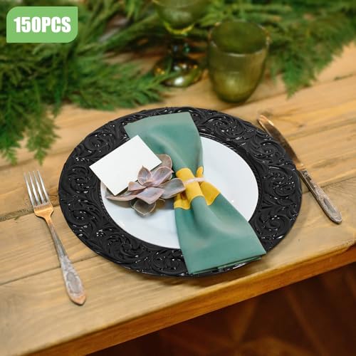 Platos cargadores negros de plástico 13 pulgadas set 150 pcs miniatura 4