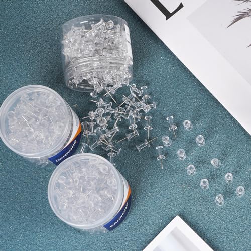 800 PCS Clear Push Pins, Standard Thumb Tacks for Bulletin Board, Steel Point and Clear Plastic Head, Pin Tacks for Wall Cork Board Maps Photos Calendar Hangings, Office School Sup image 4