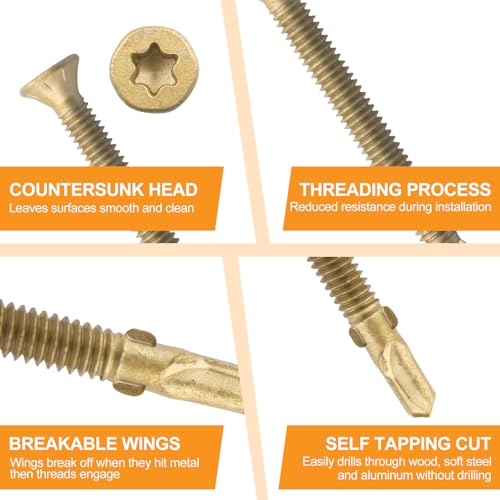 #12x2-1/2 Tornillo Reamer Tek Torx/Estrella Cabeza T-25 Tornillo Torx para Madera a Metal (50 Piezas) Autoperforante para Camiones y Remolques miniatura 3